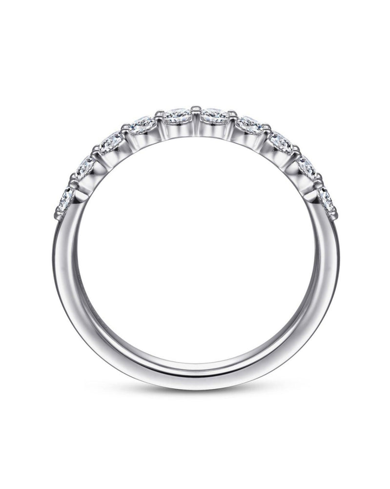 Gabriel & Co. Round Diamond Prong Set Band with Milgrain in 14k White Gold