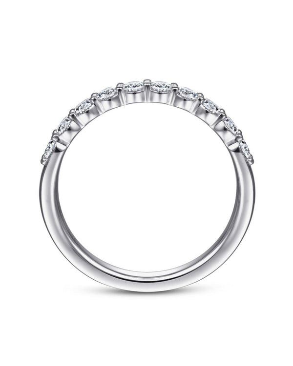 Gabriel & Co. Round Diamond Prong Set Band with Milgrain in 14k White Gold