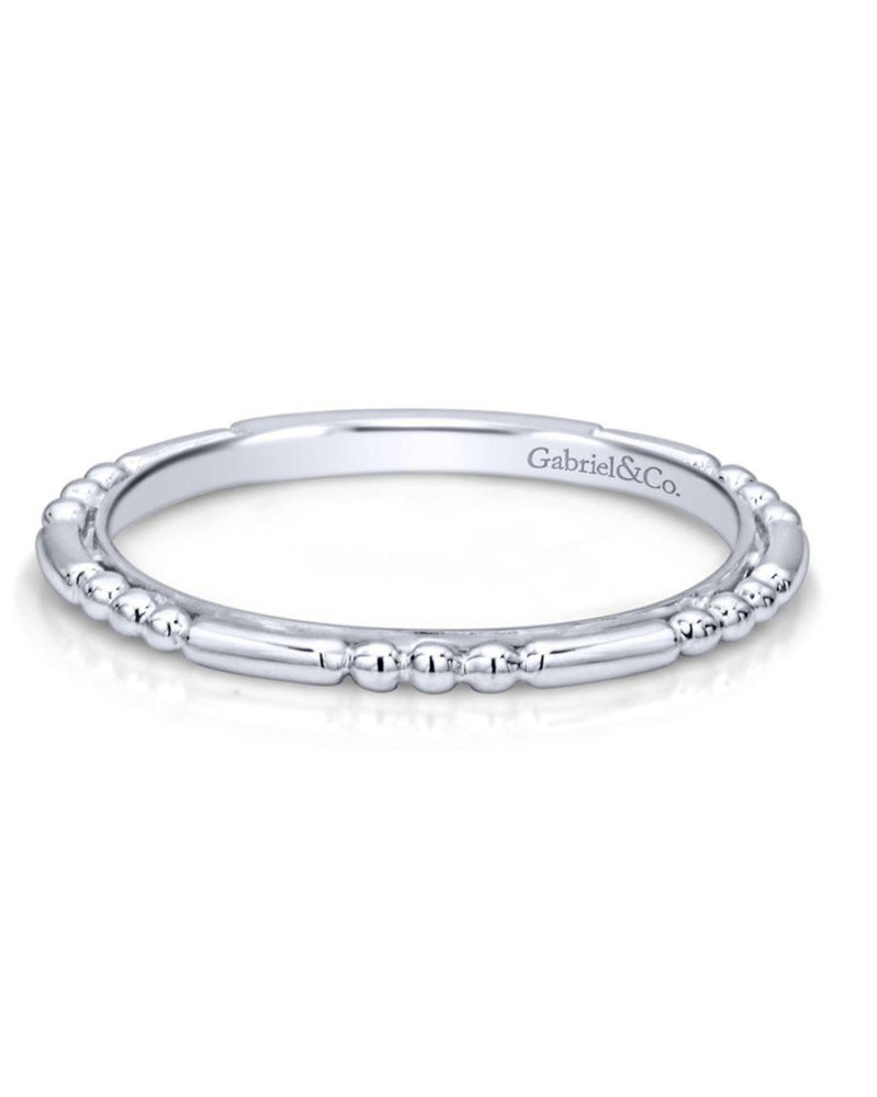 Gabriel & Co Ball and Bar Band in 14k White Gold