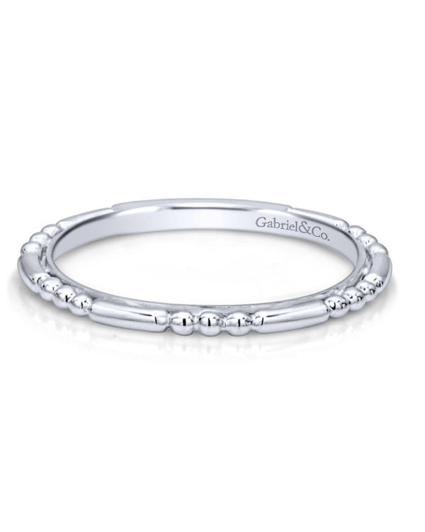 Gabriel & Co Ball and Bar Band in 14k White Gold