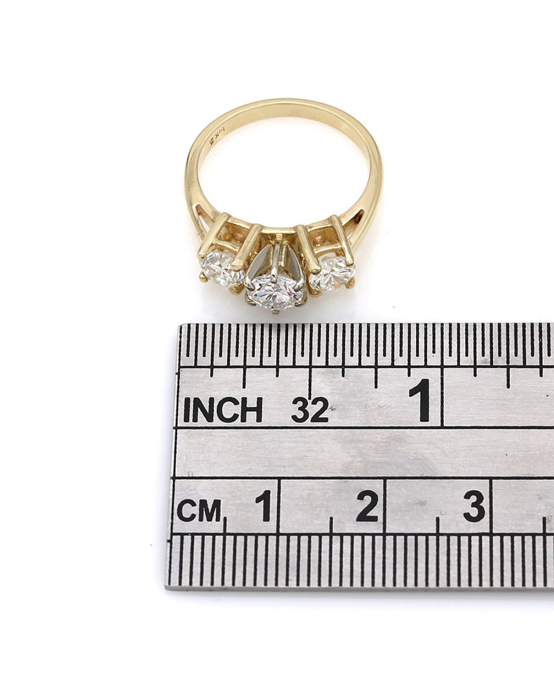 3 Stone Diamond Ring in Gold