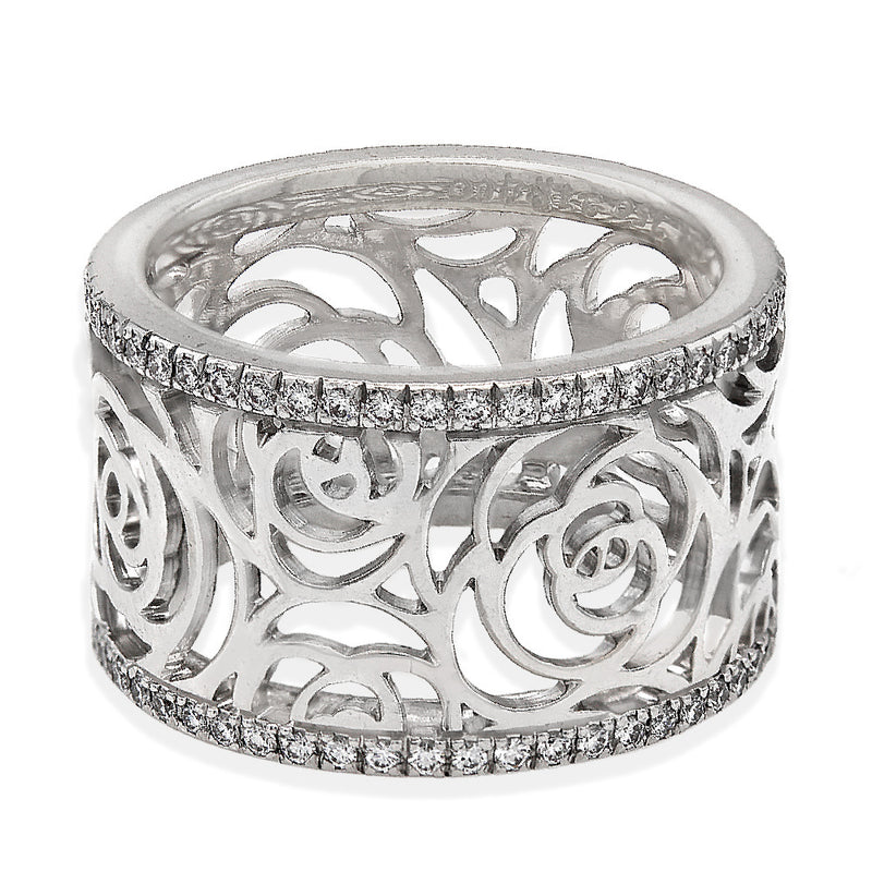 Cut Out Diamond Edge Band in White Gold