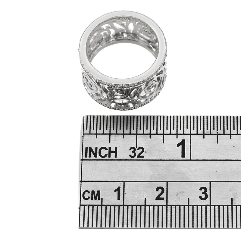 Cut Out Diamond Edge Band in White Gold