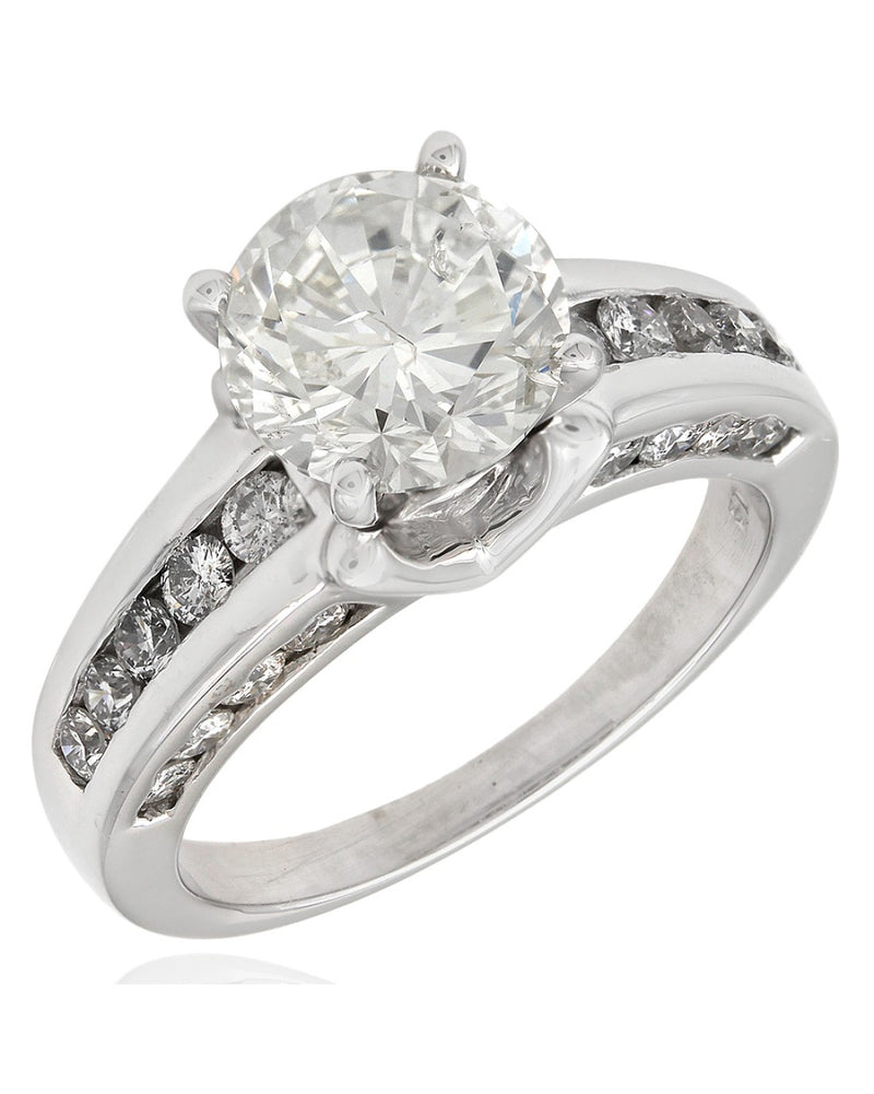 Diamond Solitaire Engagement Ring with Channel Set Side Diamonds