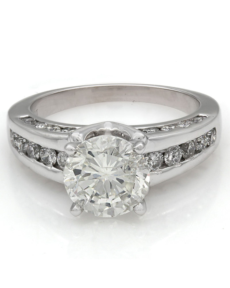 Diamond Solitaire Engagement Ring with Channel Set Side Diamonds