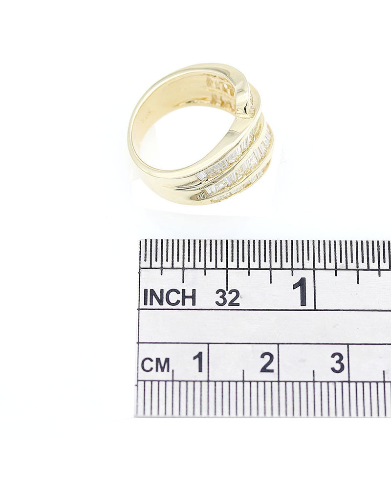4 Row Baguette Diamond Bypass Ring