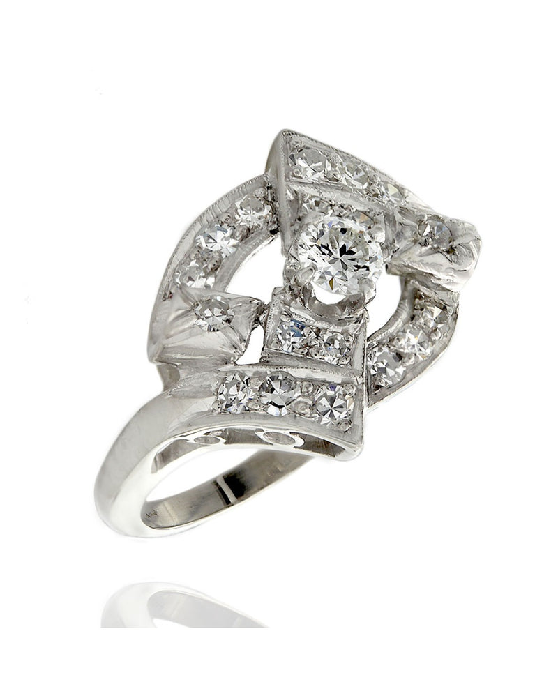 Diamond Geometric Ring in Platinum