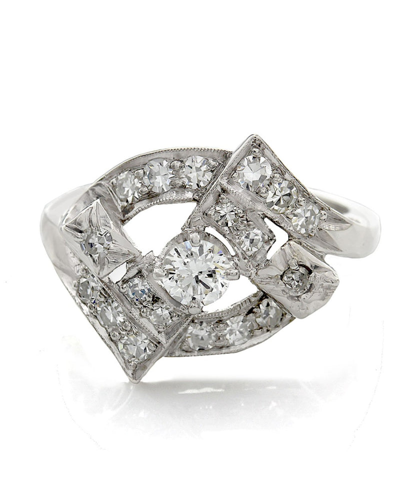 Diamond Geometric Ring in Platinum