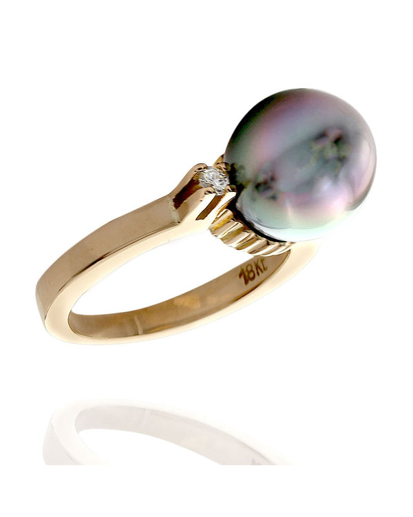 Black South Sea Pearl and Diamond Ring