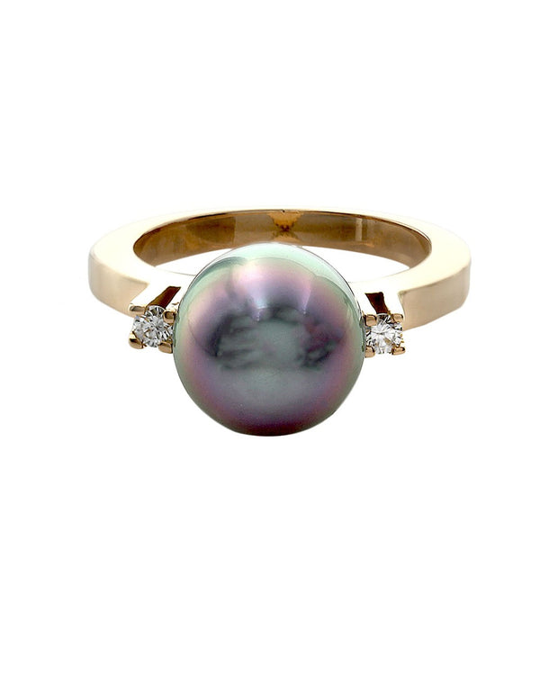 Black South Sea Pearl and Diamond Ring