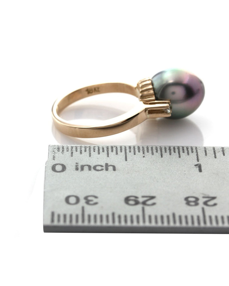 Black South Sea Pearl and Diamond Ring