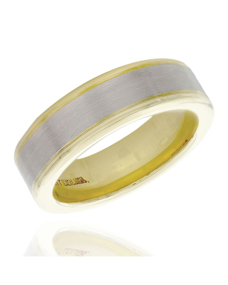 Gentlemans Plat Brushed Wedding Band in Gold