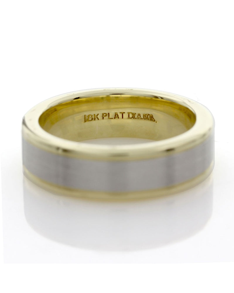 Gentlemans Plat Brushed Wedding Band in Gold