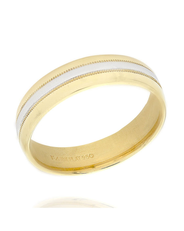 Two Tone Milgrain Band in Gold and Platinum