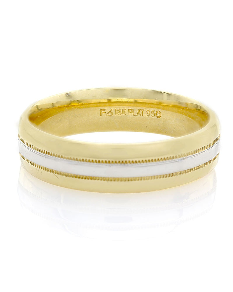 Two Tone Milgrain Band in Gold and Platinum