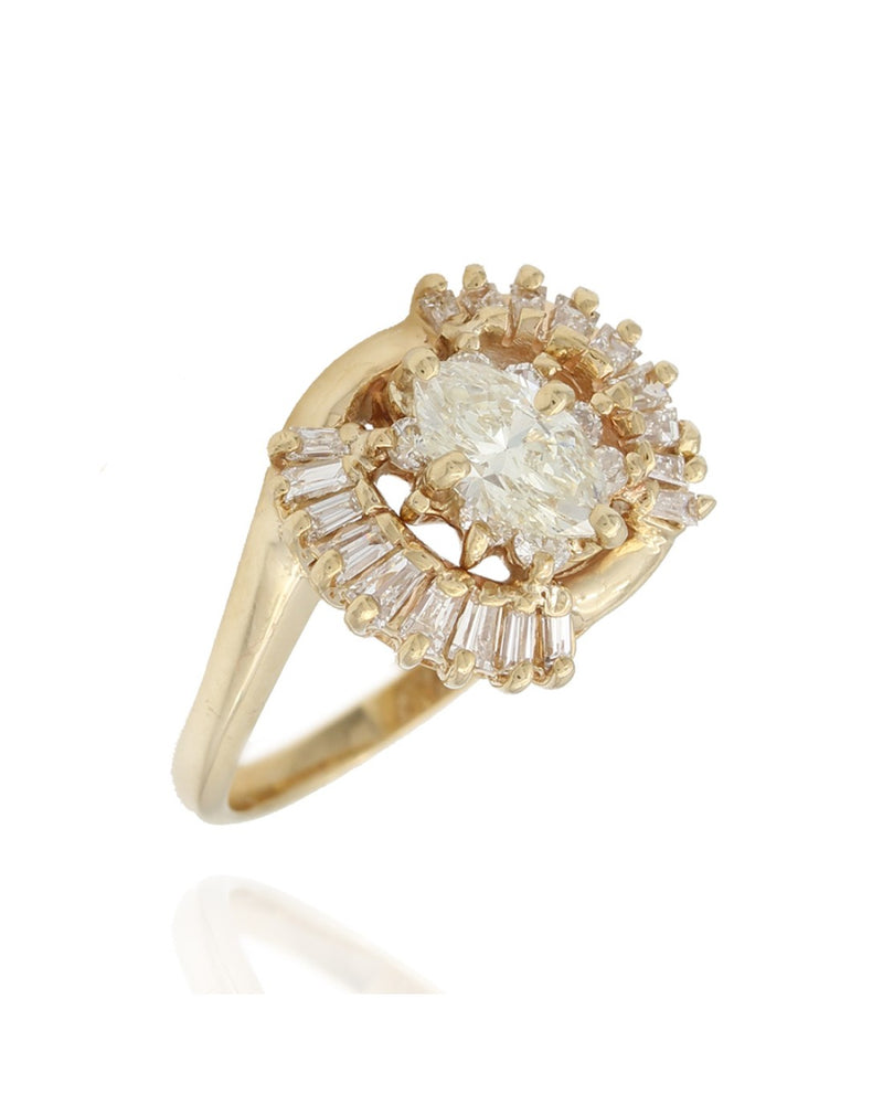 Marquise, Baguette and Round Diamond Fashion Ring