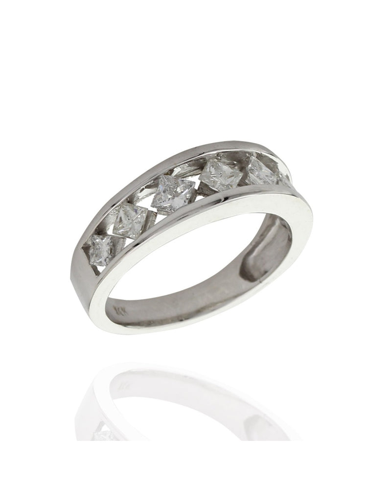 Open Channel Princess Diamond Ring