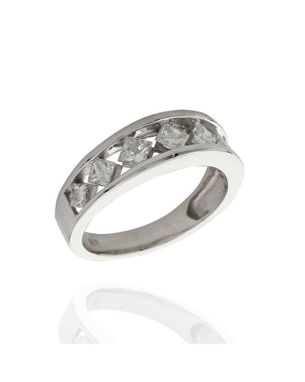Open Channel Princess Diamond Ring