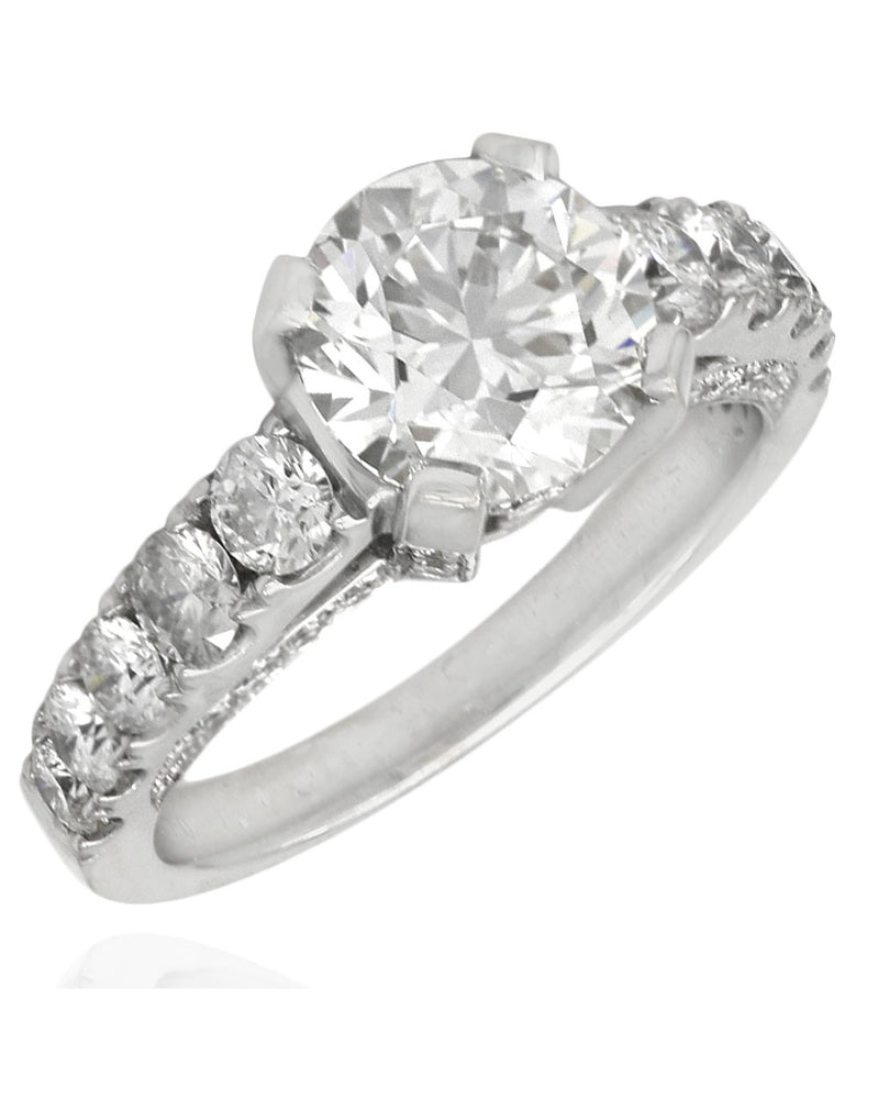 GIA Certified Round Brilliant Cut Diamond Solitaire Ring in 18KW