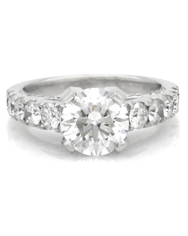 GIA Certified Round Brilliant Cut Diamond Solitaire Ring in 18KW