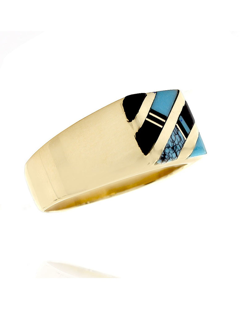 Gentlemans Turquoise and Black Onyx Inlay Ring