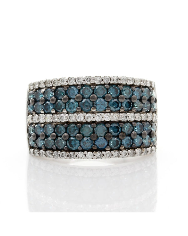 Irradiated Blue and White Diamond Band