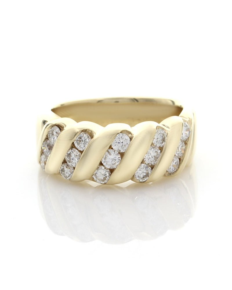 Diagonal Set Diamond Tapered Band