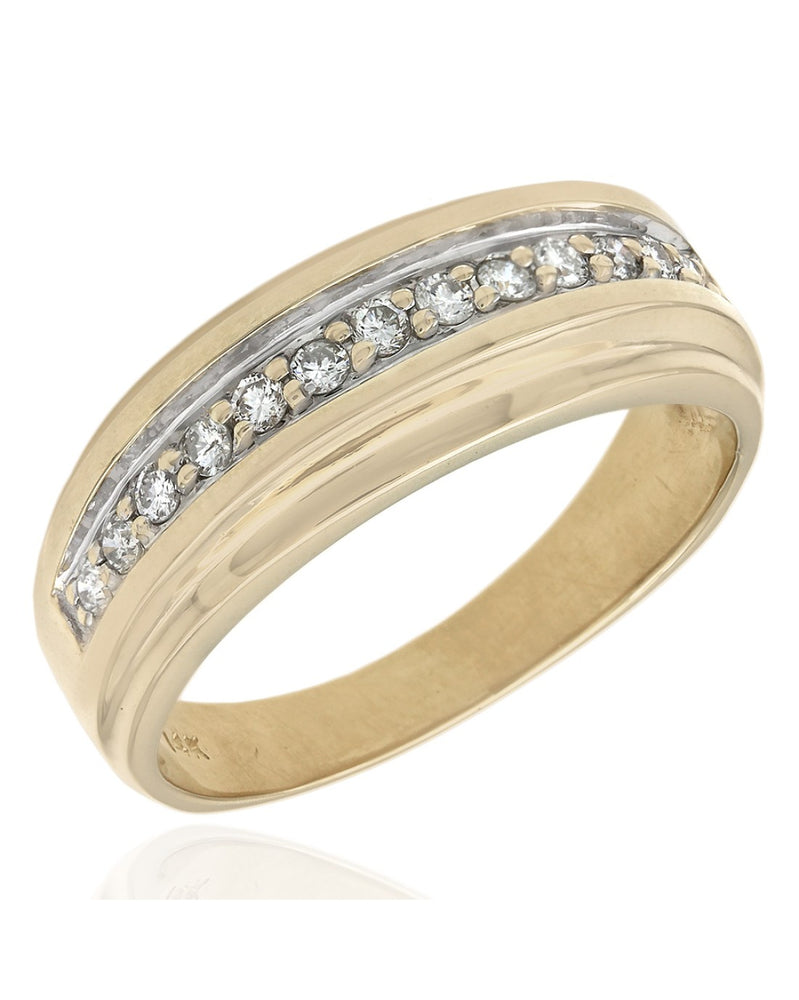 Gentlemans Diamond Side Step Band Ring