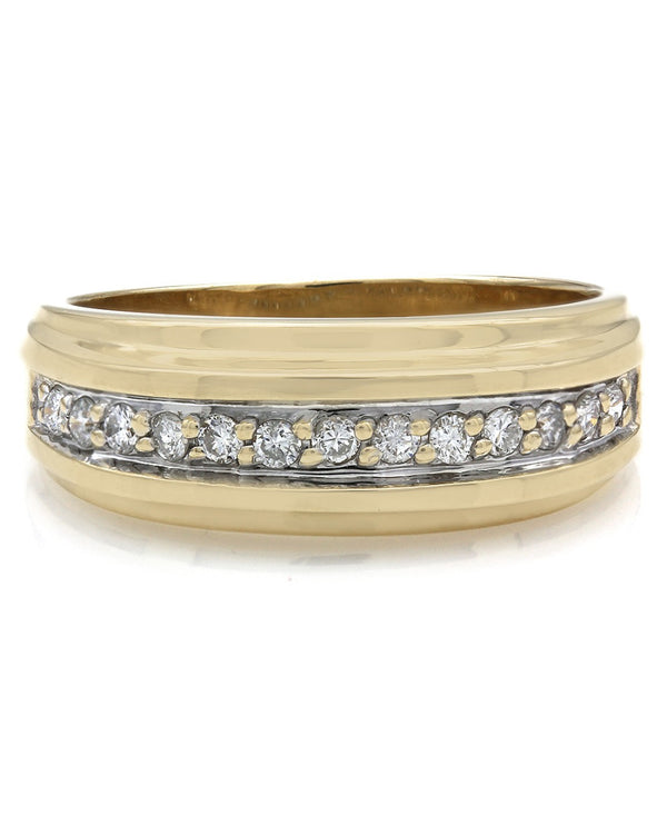 Gentlemans Diamond Side Step Band Ring