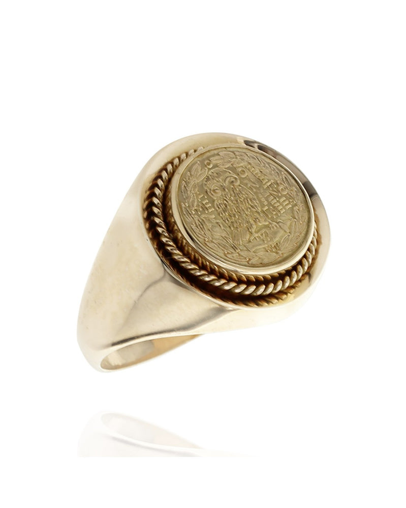 Gentlemans Greek Owl Coin Replica Ring