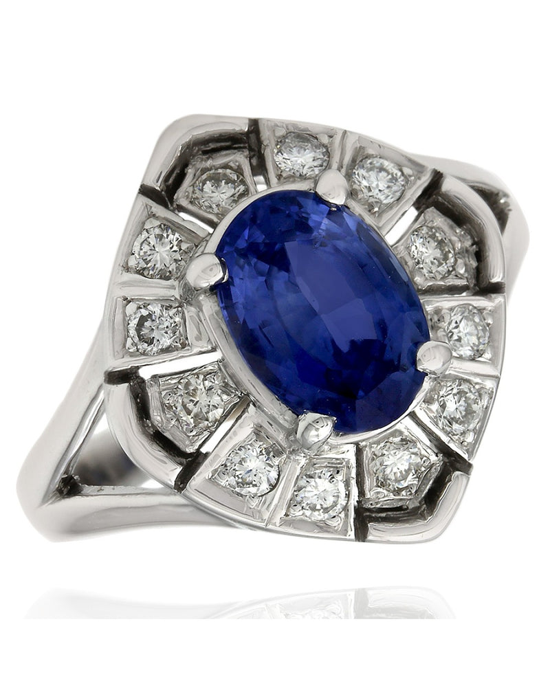 Oval Sapphire and Diamond Fashion Ring