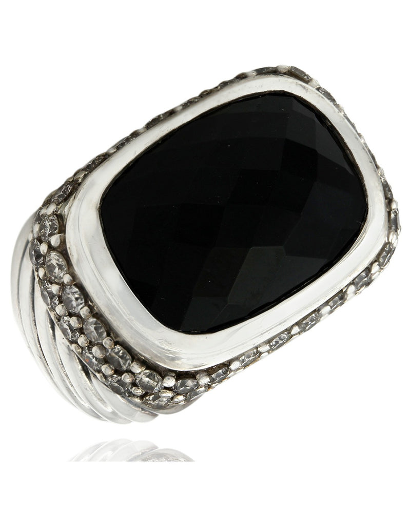 David Yurman Black Onyx and Diamond Ring