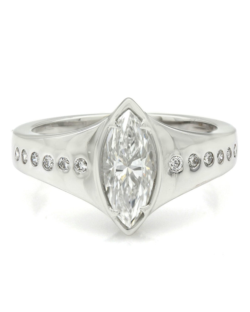 Marquise Diamond Ring in 18k White Gold