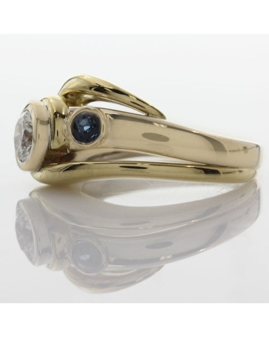 Diamond and Sapphire Fashion Ring in Yellow and White Gold