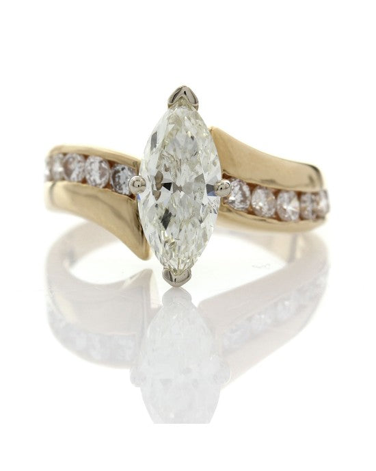 Marquise Diamond Solitaire Bypass Ring