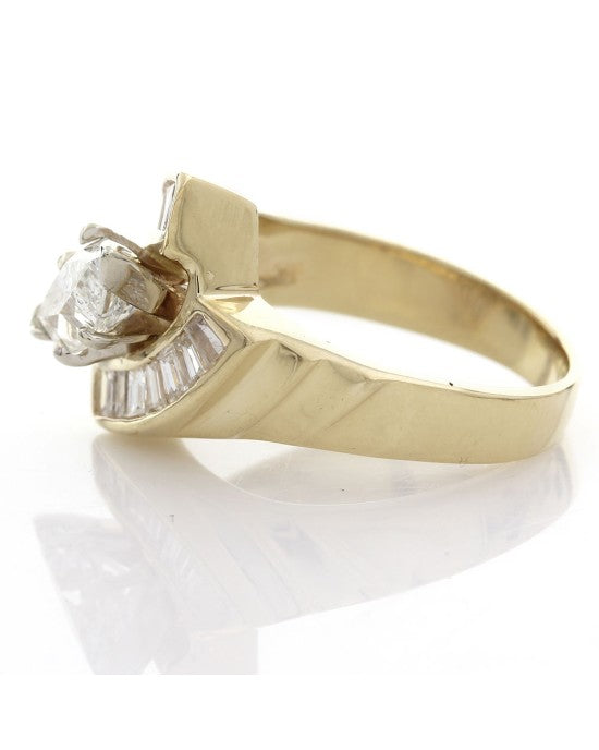 Marquise and Baguette Diamond Bypass Ring