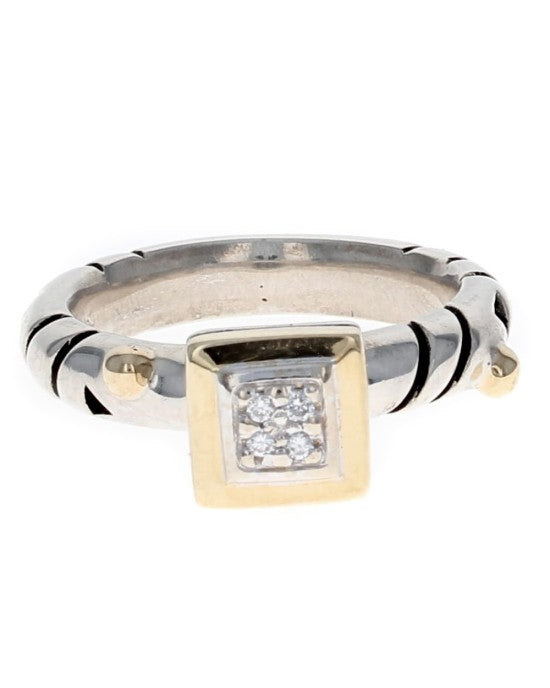 John Atencio Chorus Collection Diamond Ring in Sterling Silver and Yellow Gold