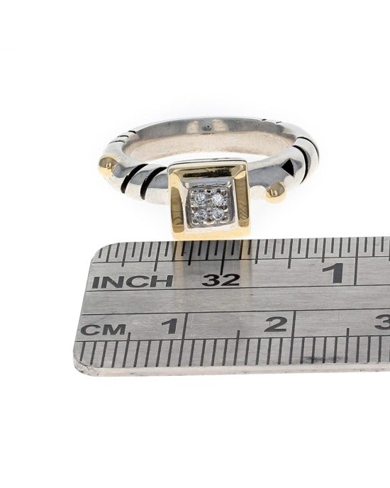 John Atencio Chorus Collection Diamond Ring in Sterling Silver and Yellow Gold