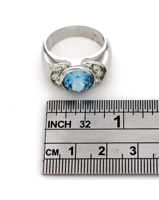 Gentleman's Blue Topaz and Diamond Ring