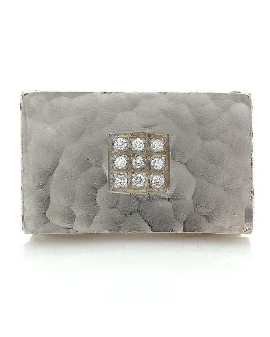 Concave Hammered Diamond Contemporary Ring