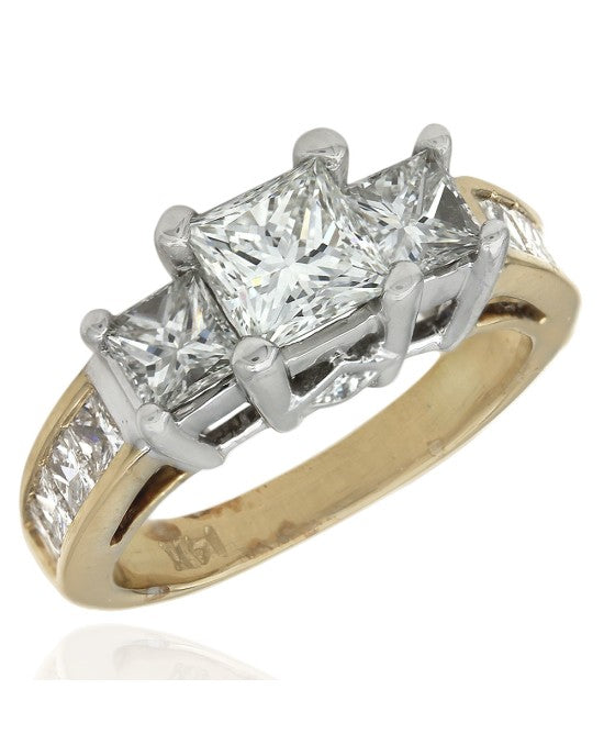 3 Stone Princess Diamond Ring