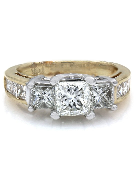 3 Stone Princess Diamond Ring