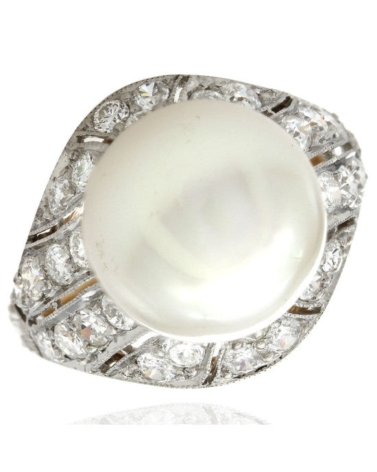 Pearl and Diamond Fashion Ring