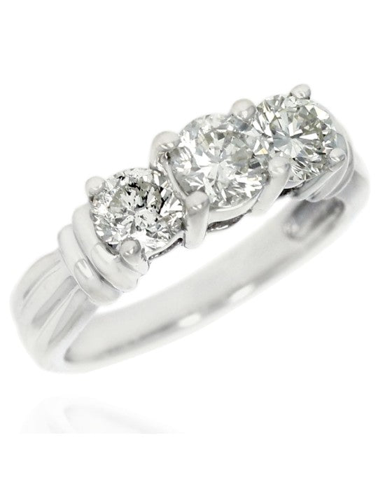 Three Stone Diamond Ring in White Gold