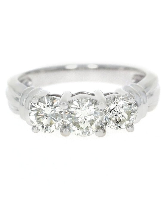 Three Stone Diamond Ring in White Gold