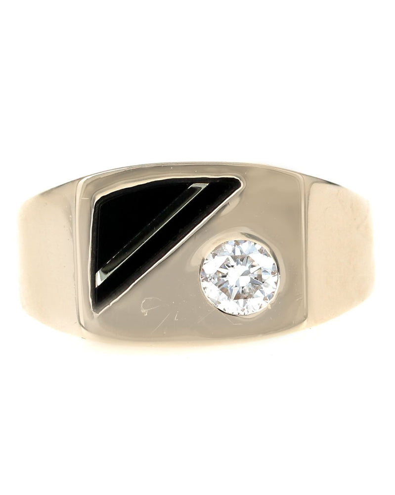 Gentlemans Diamond and Black Onyx Ring