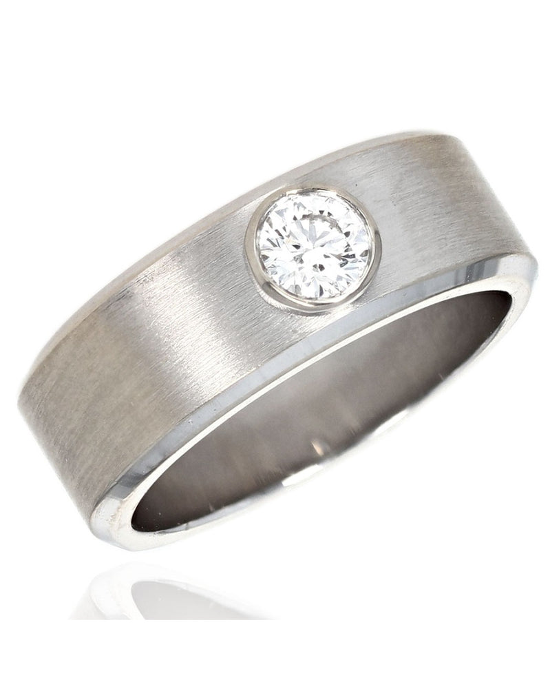 Gentlemans Diamond Solitaire Band Ring