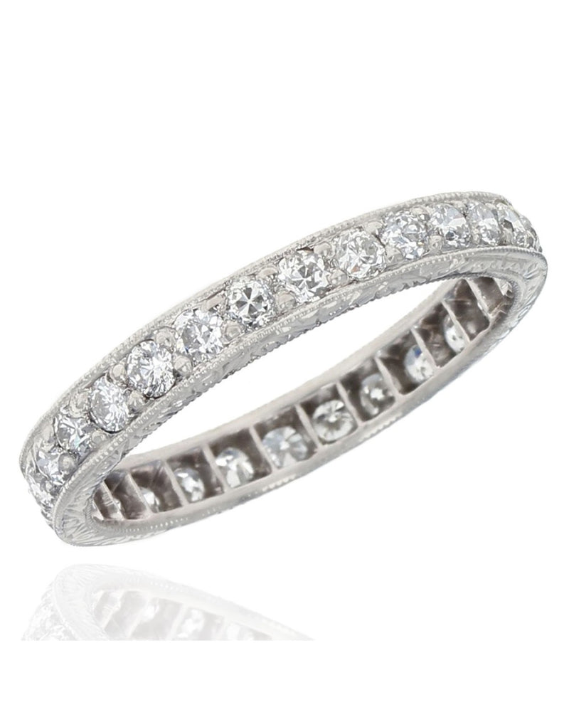 Platinum Diamond Etched Eternity Band