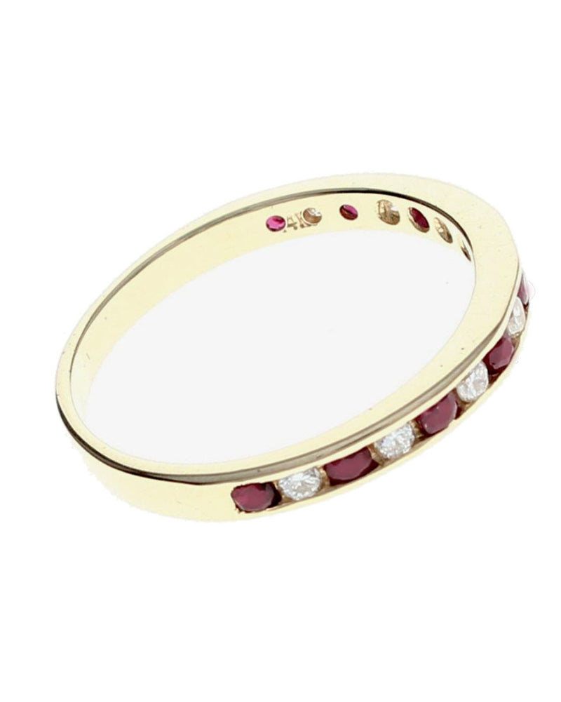 Alternating Raspberry Sapphire and Diamond Band