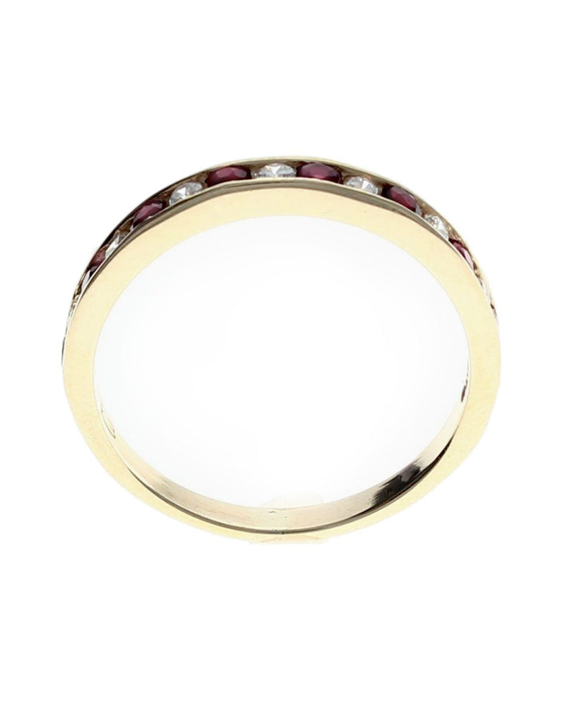 Alternating Raspberry Sapphire and Diamond Band